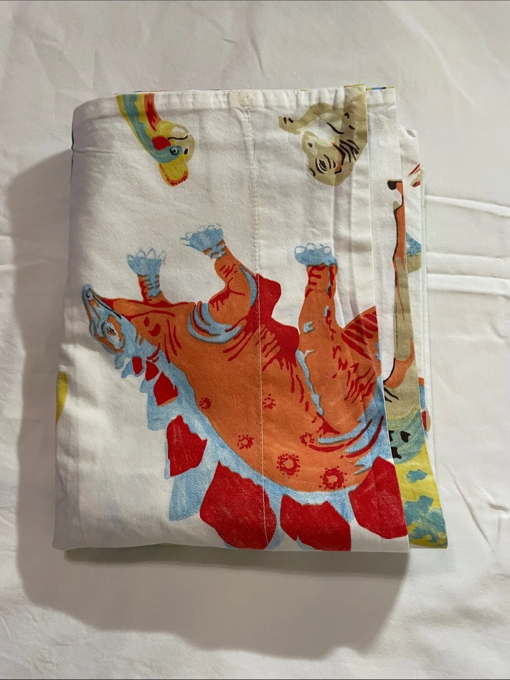 Pottery Barn Kids 100%Cotton “Finn Dino” with Blue, Yellow & Red dinosaurs